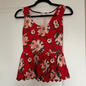 Anthropologie Scalloped Peplum Tank